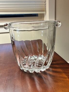 Clear Glass Ice Bucket with Side Handles